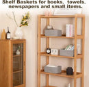 3 Pack Small Storage Baskets for Organizing, Cute Woven Decorative Gift Baskets for Shelves, Mini Closet Organizer Bins with Handles, 11.81''Lx7.87''Wx4.72''H-Grey by CozyNest Decor