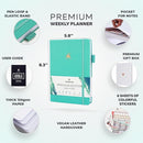 Clever Fox Planner Premium Edition – Undated Luxurious Weekly & Monthly Planner to Increase Productivity and Hit Your Goals – Organizer – Start Anytime, A5, Lasts 1 Year, Light Turquoise (Weekly) by TinyTreasures Baby Boutique