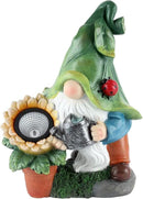 Solar-Powered Large Garden Gnome Watering Can Sunflower - 12 in Garden Decor Gnomes Decorations for Yard Lawn Ornaments Outside Statue Figurine LED Lights (Gnome) by CozyNest Decor