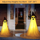 2 Packs Halloween Ghost Outdoor Decorations, 59” Light Up Ghost Decor with Remote Control, Adjustable Height Standing Halloween Lighted Ghost Kit with Witch Hat Ideal for Porch, Garden, Yard by CozyNest Decor