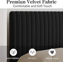Full Size Bed Frame, Velvet Upholstered Platform Bed with Vertical Channel Tufted Headboard and Footboard, No Box Spring Required, Easy Assembly, Black by CozyNest Decor