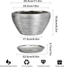 Flower Pot for Indoor Plants - Ceramic Planter 11 Inch Plant Pot with Drainage Hole and Saucer Large Decorative Planter Outdoor Mid-Century Planter for House Decor Silver by GreenHaven Gardens