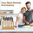 Magnetic Knife Block 28 x 19 Inches, Double Sided Magnetic Knife Holder Rack for Kitchen Counter, Acacia Wood Magnetic Knife Storage Stand with Knife Sharpener by CozyNest Decor