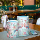 Flickering Flameless Candles, Pink Flamingo Print LED Candles with Remote Timer, Set of 2 Battery Operated Candle for Valentine Wedding Birthday by GreenHaven Gardens