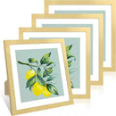 12x12 Picture Frame Set of 4, 12 x 12 Wood Photo Frames with Mat for 10x10 or 30x30cm Diamond Painting Art, Wooden Frame with Real Glass Cover for Wall and Tabletop Display,Gold by CozyNest Decor