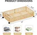 Bamboo Under Bed Storage with Wheels (2-Pack) – Rolling Underbed Shoe Organizer Box for Shoes, Blankets, Toys, Clothes Container Space-Saving Organizer Bins for Bedroom, Closet, Dorm, Nursery by CozyNest Decor