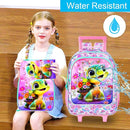 Girls Rolling Backpack, Cute Turtle Roller Wheels Kids Bookbag - Wheeled Elementary School Bag - 3PCS Turtle by TinyTreasures Baby Boutique