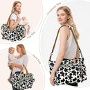 Diaper Bag Tote, Large Baby Diaper Bags for Travel, Hospital Bag for Labor Delivery with Pacifier Case, Changing Pad, Shoulder Strap, Cow Print by TinyTreasures Baby Boutique