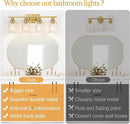 4-Light Vanity Lights with Clear Glass Shades, Brushed Gold Bathroom Light Fixtures Over Mirror, Modern Bathroom Wall Lamp for Mirror Living Room Cabinet Bedroom Porch by CozyNest Decor