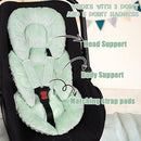 GFU Infant Car Seat Insert Head and Body Support, Reversible Newborn Insert for Carseat with Strap Pads, Soft Stroller Cushion Pillow Insert for Boys and Girls, Fits for Stroller, Swing, Green by TinyTreasures Baby Boutique
