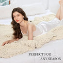 Admitrack Chunky Knit Blanket Throw 51"x63", 100% Hand Knit Chenille Throw Blanket for Sofa & Home Decor, Soft and Cozy Knitted Throw Blankets (Ivory，51"x63") by CozyNest Decor