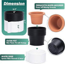 Phoenix Vine 6.5 Inch Self-Watering Planter Pot with Terracotta Insert, Deep Water Reservoir, and Ceramic-Alike BPA-Free Plastic Pot for Plant, Modern Planter for Houseplants, White/Black, 53-B-S-4 by CozyNest Decor