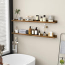 Picture Ledge Wall Shelves 48 inch Width Set of 2, Solid Pine Wood Rustic Floating Ledge Shelves for Wall for Kids' Room Bedroom Kitchen Bathroom Living Room Nursery Display Wall Decor, Walnut by TinyTreasures Baby Boutique