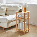 IBUYKE 3-Tier Side Table, Solid Wood Tall End Table with Storage Shelves, Nightstand Bedside Table for Living Room Bedroom Office, No-Tool Assembly, Natural UWST003N by CozyNest Decor
