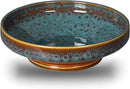 Ceramic Fruit Bowl for Kitchen Counter,Decorative Pedestal Bowl for Table Countertop,Large Footed Serving Bowl,10.2 Inch (peacock Green) by CozyNest Decor