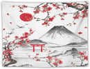 Red Cherry Blossoms Tapestry, Japanese Fuji Mountain Tapestry, Asian Japanese Wall Tapestry, Nature Landscape Tapestries for Bedroom Living Room Decor 80"x60" by CozyNest Decor