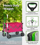 Beach Wagon,Collapsible-Wagon 220lbs with Big Wheels FoldableWagon Carts,Portable Utility for Garden Grocery Sports Camping All Terrain-Pink by GreenHaven Gardens