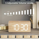 uscce Wooden Digital Alarm Clocks for Bedrooms: Dimmable Dual Alarm Clock with Large Numbers for Bedside Desk - Loud Alarm for Heavy Sleepers with Volume Control - Wood Decor & Gifts by CozyNest Decor