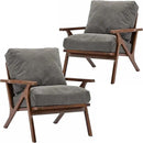 Wahson Set of 2 Mid Century Chair, Retro Upholstered Accent Armchairs, with Wood Frame and Removable Canvas Cushions, Large Leisure Slipper Chair for Living Room/Bedroom, Grey by CozyNest Decor