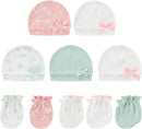 Baby Hat and Mittens Set Cotton Newborn Baby Hats Caps for Boys and Girls, 0-6 Months by TinyTreasures Baby Boutique