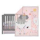 Lambs & Ivy Jazzy Jungle 3-Piece Safari Animals Pink Baby Crib Bedding Set by TinyTreasures Baby Boutique