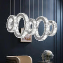 Buccleuch Modern Crystal Chandelier, Dimmable LED Ceiling Light Fixture 5-Ring Adjustable Stainless Steel Pendant Light, Silver Crystal Chandeliers for Dining Room, Bedroom, Living Room - Cool White by CozyNest Decor