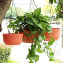 Hanging Planters for Indoor Plants, 3 Pack Plant Hanger Outdoor with Drainage Holes, Self Watering Hanging Basket Flower Pot for Garden Home Decor, 9/10/11 Inch, Orange by GreenHaven Gardens