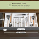Premium Silverware, Flatware and Utensil Organizer for Kitchen Drawers, Food-Safe Contract Grade, Expandable from 16 to 28 In, White Bamboo by CozyNest Decor