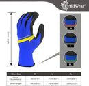 Evridwear Crinkle Latex Rubber Hand Coated Safety Work Gloves for Men Women General Multi Use Construction Warehouse Gardening Assembly Landscaping (Medium,Blue- 12Pair) by GreenHaven Gardens