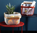 Metal Mesh Steel Basket, Storage Organizer Basket Multi-functional Hanging Kitchen Baskets Fruit Basket Bin with Bamboo Handle for Kitchen Bathroom Picnic Shopping Decor Cabinet Home, Red by GreenHaven Gardens
