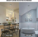 Silver Crystal Tree Branches Chandelier,21 Inchs 6 Lights Modern Round K9 Crystal Chandeliers for Dining Room, Bedroom, Living Room, Foyer,Kitchen Island,Bathroom by CozyNest Decor