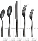 Silverware 45-Piece Black Hammered Flatware Set with Serving Utensils Stainless Steel Thick Handle Mirror Polished Cutlery Set for Wedding Hotel Restaurant, Service for 8 by CozyNest Decor