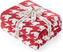 Snuggle Sac Christmas Red Houndstooth Throw Blanket for Couch, Reversible Super Soft Warm Blankets Cozy Knit Fuzzy Plush Lightweight Throws for Sofa Bed Houndstooth Red, 50x60 inches by TinyTreasures Baby Boutique
