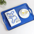 Spsyrine Large Blue Serving Tray with Handles, Plastic Decorative Tray for Coffee Table, Ottoman, Bathroom, Home Decor 17.3"*11.8"*2" by CozyNest Decor