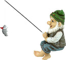 Design Toscano Ziggy with Fishing Pole Garden Gnome Indoor/Outdoor Shelf Sitter Statue, 9 Inch Tall, Cast Stone Resin, Full Color Finish by GreenHaven Gardens