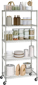Seville Classics UltraDurable Heavy Duty NSF Solid Steel Wire Rack Storage Unit, Organizer for Garage, Warehouse, Office, Restaurant, Classroom, Kitchen, Silver, 5-Tier Shelving, 36" W x 14" D by CozyNest Decor