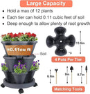 Vertical Planter 3 Tier Stackable Planters Garden Planters Strawberry Herb Flower and Vegetable Planter Indoor Outdoor Gardening Pots with Removable Wheels and Tools by CozyNest Decor