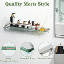 Alise Bathroom Shelf Wall Mounted, Brushed Nickel Large Capacity Glass Shelf for Bathroom, 24 inch by CozyNest Decor