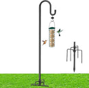 78 Inch Extra Tall Shepherd Hooks for Outdoors, Heavy Duty Metal Garden Hooks for Hanging Plants, Bird Feeders, Lanterns – Rust-Proof Steel with 5 Fork Base, Black by GreenHaven Gardens