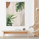 Abstract Boho Tapestry, Mid Century Tropical Tree Leaves Modern Geometric Arch Bohemian Botanical Tapestry, Home Aesthetic Wall Hanging Art Decor for Living Room Bedroom Dormitory 60x60 Inch by CozyNest Decor