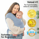 KeaBabies Baby Wrap Carrier - All in 1 Original Baby Carrier Newborn to Toddler Sling, Easy to Wear, Hands Free Bonding, Lightweight, Breathable Infant Wraps (Powder Blue) by TinyTreasures Baby Boutique