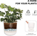 Elly Décor 10 inch Plastic Cylinder Planter Pot with Self-Watering Saucer and Drainage Hole,Lightweight & Extremely Durable, 10"x 10", White by CozyNest Decor