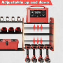 Power Tool Organizer with Charging Station Wall Mount, 3 Layer Expanded Heavy Duty Garage Organization, 45.5 Inch Length Garage Tool Storage, 8 Drills, 2 Assemble Method, Red by GreenHaven Gardens