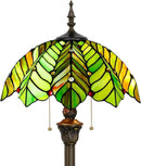 Tiffany Floor Lamp Stained Glass Lamp Standing Reading Light 16x16x70 Inch for Living Room (Amber Green Beach Coconut Tree Style) by CozyNest Decor