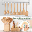 Wooden Spoons for Cooking, 8 Pcs Beech Wood Wooden Kitchen Cooking Spoon Utensil Tools Set Includes Spatula Skimmer Pasta Scoop Non-Stick Cookware Safe by HOWHONG by CozyNest Decor