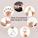 Kids Guitar Set for Girls - Toys for 2 3 4 Year Old Girl Birthday Gifts - 7 in 1 Wooden Montessori Musical Instruments with Ukulele/Tambourine/Maracas/Flute for Toddler 2-5(Pink) by TinyTreasures Baby Boutique