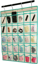 Classroom Pocket Chart for Phone Calculator Holder Over The Door Hanging Closet Jewelry Organizer with 30 Clear Pockets (BEIGE) by CozyNest Decor
