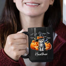 Customized American Shorthair Wearing Witch Hat Cup, Personalized Name American Shorthair Coffee Mugs, Cat with Pumpkins Ceramic Cups, Cat Halloween Black Mug 11oz 15oz, Gift for Halloween by TinyTreasures Baby Boutique