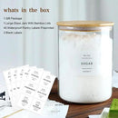Large Glass Flour and Sugar Containers Jars with Bamboo Airtight Lid - 100 Fl Oz (3000ml) with Kitchen 42 Pantry Labels for Dry Food, Flour, Pasta, Cereal by CozyNest Decor