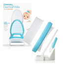 Frida Baby The 3-Step Cradle Cap System, DermaFrida The FlakeFixer, Sponge, Brush, Comb and Storage Stand for Babies with Cradle Cap, White-Blue by TinyTreasures Baby Boutique